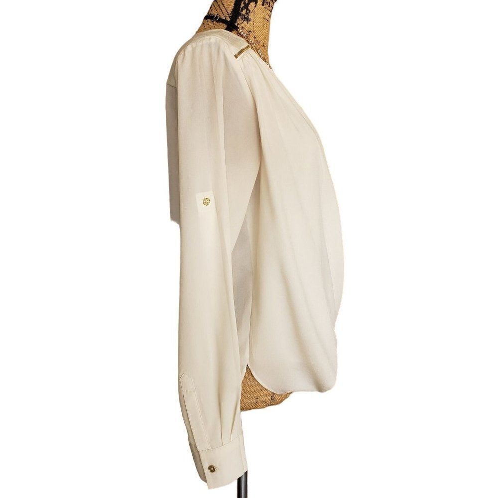 Calvin Klein Women's Dressy Blouse White Drape Top Wrap Long Sleeve XS NWOT - Picture 5 of 9